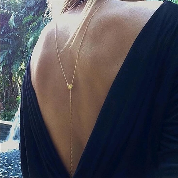 Reversible long necklace w/ cz and heart - Picture 2 of 2